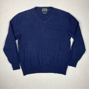 Pendleton Sweater Men’s Small Navy Washable Wool V-Neck Knit Classic Pullover